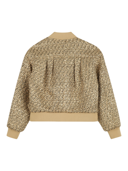 Michael Kors Kids' Tweed Zip Front Jacket, Gold Yellow - view 2, Gold Yellow