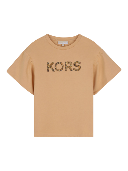 Michael Kors Kids' Cotton Short Sleeve Logo T-Shirt, Light Choc Brown, Light Choc Brown