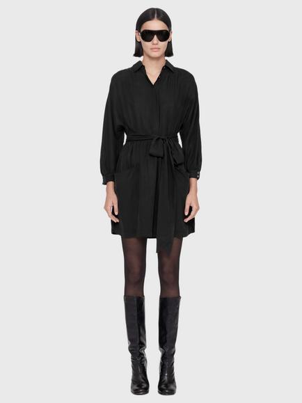 AllSaints Noora Silk Blend Shirt Dress, Nearly Black - view 2, Nearly Black