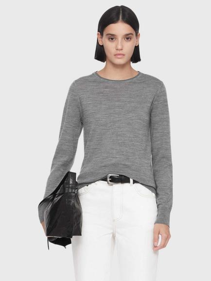 AllSaints Coyte Pure Wool Slim Fit Jumper, Grey Marl