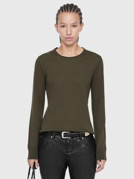 AllSaints Coyte Pure Wool Crew Neck Jumper, Military Green