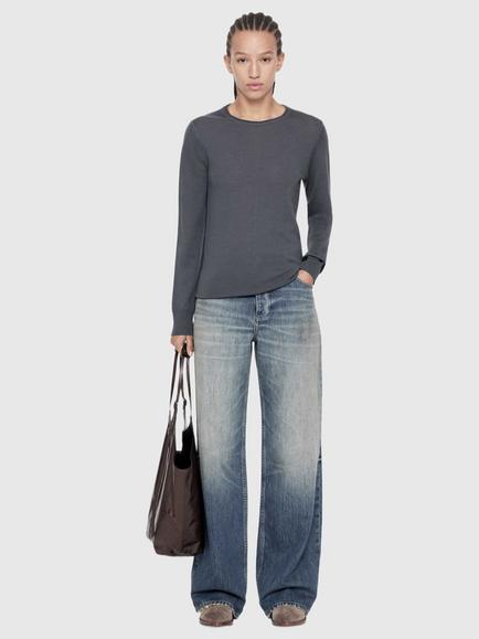 AllSaints Coyte Pure Wool Crew Neck Jumper - view 2, Slate Blue