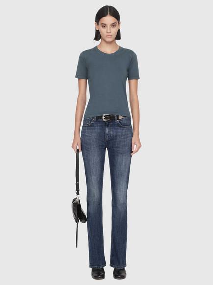 AllSaints Hela Cotton Slim Fit T-Shirt, Blue Mid - view 2, Blue Mid
