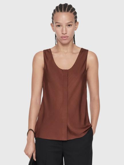 AllSaints Milla Sillk Rich Scoop Neck Vest, Red Mid