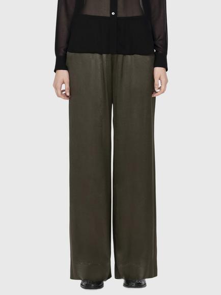 AllSaints Lycia Wide Leg Trousers containing LENZING™ ECOVERO™ Viscose, Black, Green Khaki