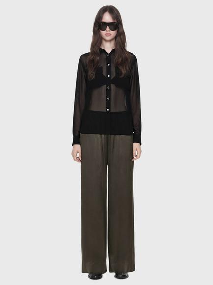 AllSaints Lycia Wide Leg Trousers containing LENZING™ ECOVERO™ Viscose, Black - view 2, Green Khaki