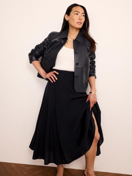 Mint Velvet Flared Midi Skirt, Navy - view 2, Navy