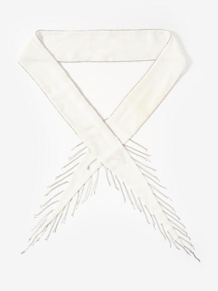 Mint Velvet Fringe Skinny Scarf, White Ivory, White Ivory