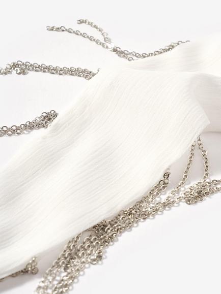 Mint Velvet Fringe Skinny Scarf, White Ivory - view 2, White Ivory