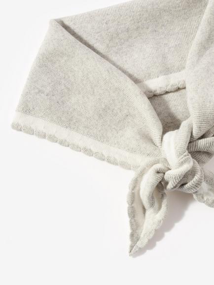 Mint Velvet Scallop Edge Knit Triangle Scarf - view 2, Grey