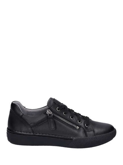 Josef Seibel Claire 13 Leather Low Top Trainers, Black - view 2, Black