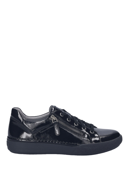 Josef Seibel Claire 13 Patent Leather Low Top Trainers, Black, Black