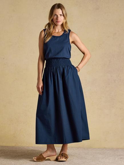 Joules Jade Fit and Flare Maxi Dress, Navy, Navy