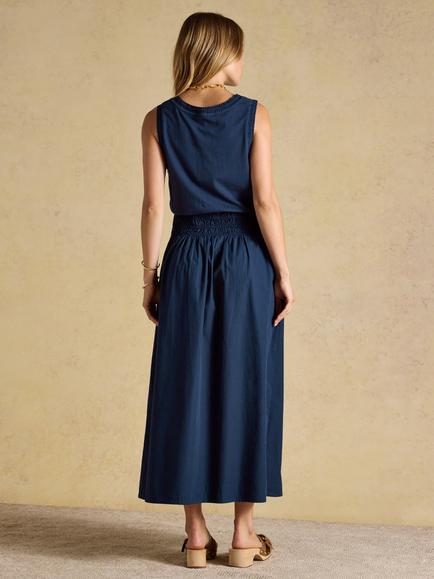 Joules Jade Fit and Flare Maxi Dress, Navy - view 2, Navy