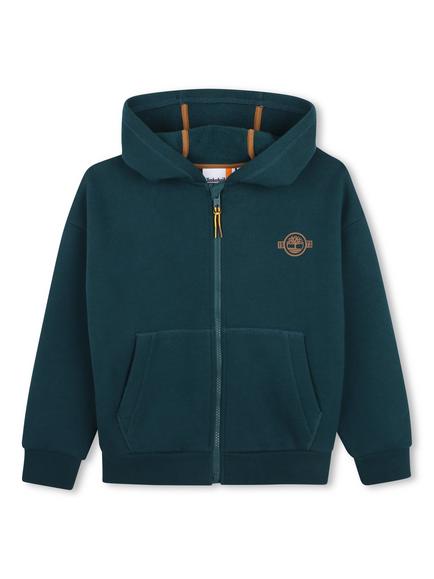 Timberland Kids' Zip Through Graphic Hoodie, Dark Sea, Dark Sea