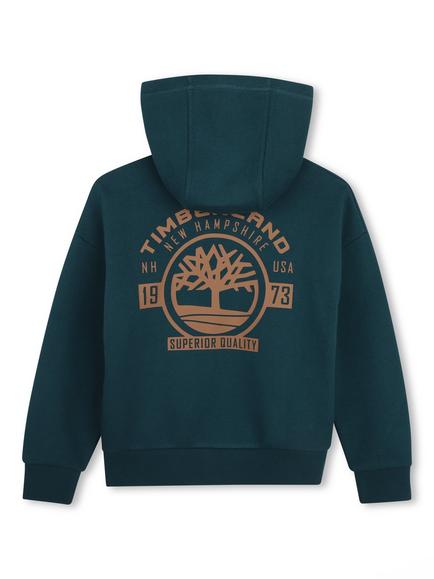 Timberland Kids' Zip Through Graphic Hoodie, Dark Sea - view 2, Dark Sea