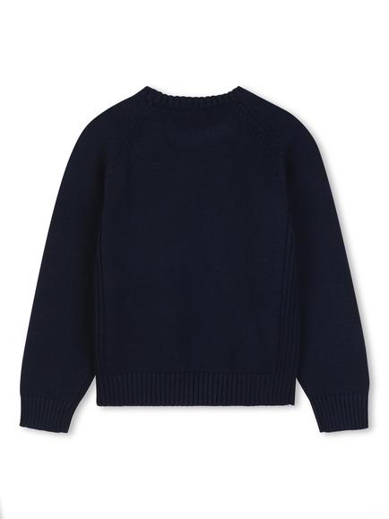 Timberland Kids' Cotton-Wool Knit Crew Neck Jumper, Navy - view 2, Navy