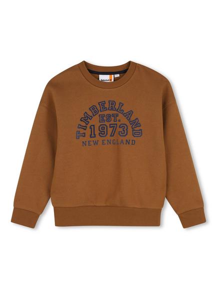 Timberland Kids' Logo Crew Neck Sweatshirt, Chocolate Brown