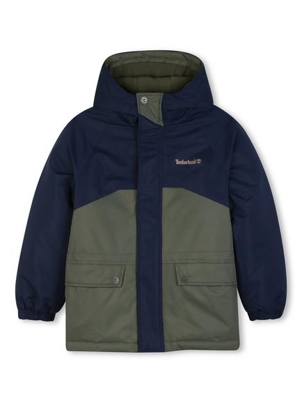 Timberland Kids' Colour Block Water-Repellent Hooded Parker Jacket, Navy, Navy