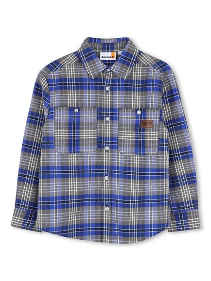 Timberland Kids' Cotton Twill Check Shirt, Blue, Blue