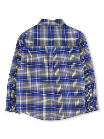 Timberland Kids' Cotton Twill Check Shirt, Blue - view 2, Blue
