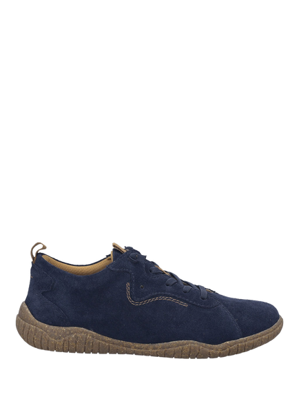Josef Seibel Wynona 01 Leather Lace Up Trainers, Blue Indigo - view 2, Blue Indigo