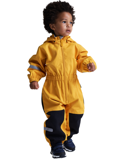 Polarn O. Pyret Kids' Hooded Waterproof Overalls, Yellow, Yellow