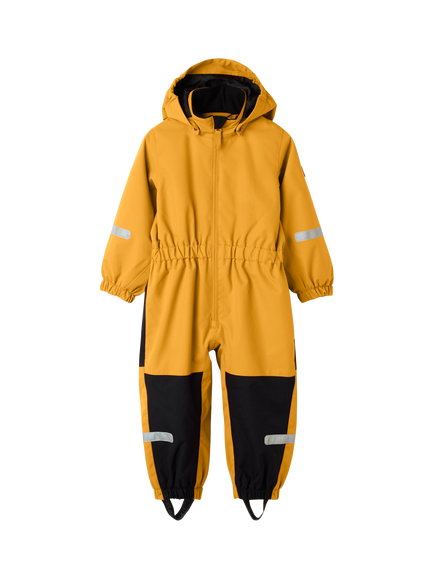 Polarn O. Pyret Kids' Hooded Waterproof Overalls, Yellow - view 2, Yellow