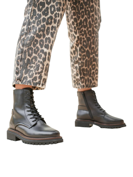 Josef Seibel Rachel 02 Leather Block Heel Lace Up Ankle Boots, Black - view 2, Black