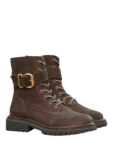 Josef Seibel Rachel 04 Leather Block Heel Lace Up Boots, Dark Brown - view 2, Dark Brown