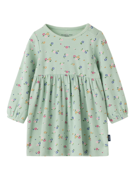 Polarn O. Pyret Baby Cotton Blend Floral Dress containing TENCEL™ Lyocell, Green, Green