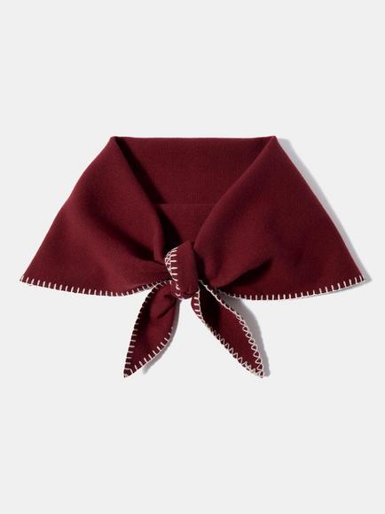 Mint Velvet Stitch Detail Triangle Scarf, Red Burgundy, Red Burgundy
