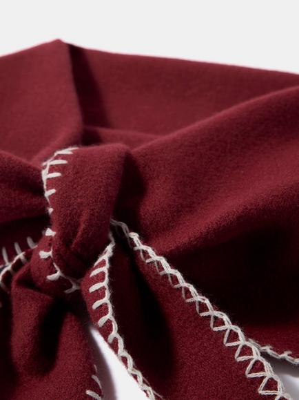 Mint Velvet Stitch Detail Triangle Scarf, Red Burgundy - view 2, Red Burgundy