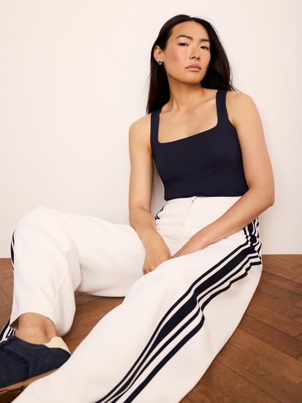 Mint Velvet Square Neck Layering Vest Top, Blue/Navy - view 2, Blue Navy