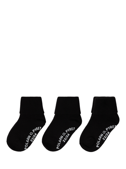 Polarn O. Pyret Baby Ankle Socks, Pack of 3, Black, Black