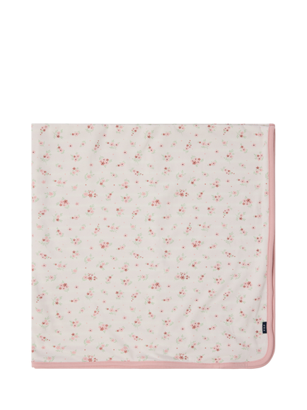 Polarn O. Pyret Stretch Cotton Tiny Flowers Baby Blanket, Natural, Natural