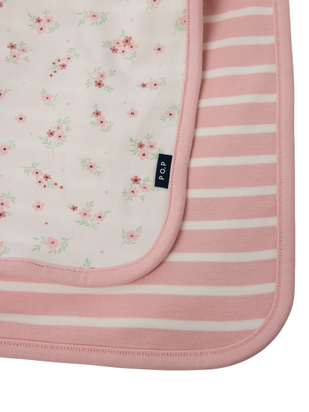 Polarn O. Pyret Stretch Cotton Tiny Flowers Baby Blanket, Natural - view 2, Natural