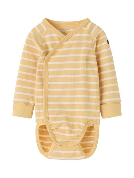 Polarn O. Pyret Baby Striped Cotton Bodysuit, Yellow