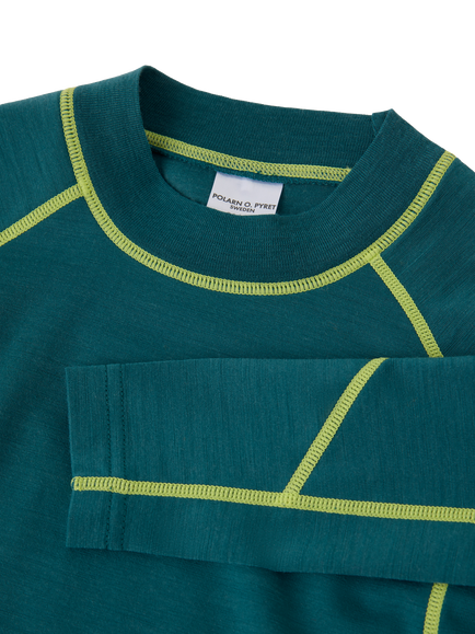 Polarn O. Pyret Kids' Wool Blend Long John Top, Mediterranean Green - view 2, Mediterranean Green