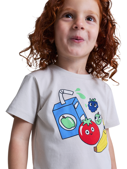 Polarn O. Pyret Kids' Printed T-Shirt, Natural, Natural