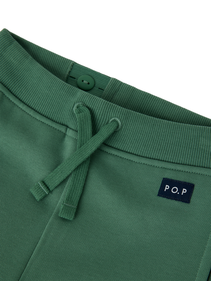 Polarn O. Pyret Kids' Cotton Drawstring Joggers, Green - view 2, Green