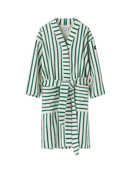 Polarn O. Pyret Kids' Stripe Bath Robe, Rain Forest Green - view 2, Rain Forest Green