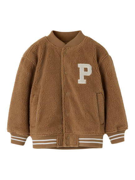 Polarn O. Pyret Kids' Padded Fleece Pile Jacket, Brown - view 2, Brown