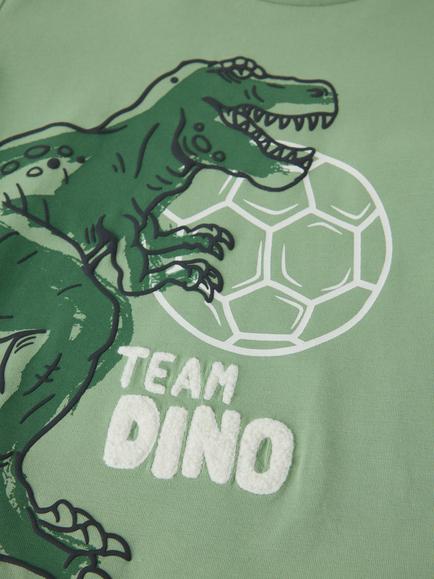 Polarn O. Pyret Kids' Long Sleeve Dino Top, Green - view 2, Green
