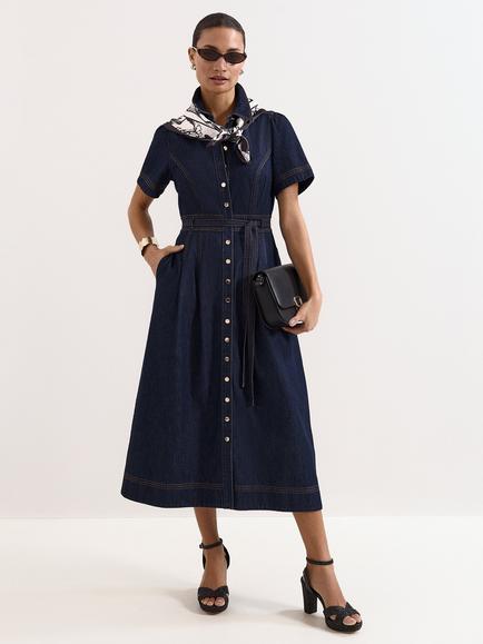 Phase Eight Aven Denim Shirt Dress, Blue, Blue