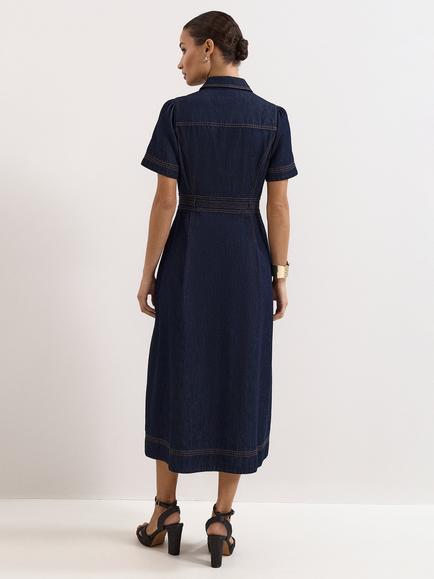 Phase Eight Aven Denim Shirt Dress, Blue - view 2, Blue