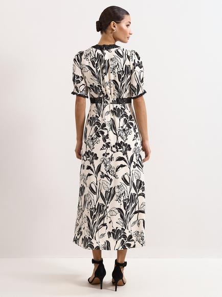 Phase Eight Petite Feyre Floral Tea Dress, Ivory - view 2, Ivory