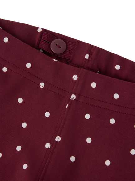 Polarn O. Pyret Kids' Stretch Cotton Polka Dot Leggings, Red - view 2, Red