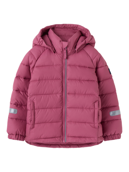 Polarn O. Pyret Kids' Hooded Padded Jacket, Pink - view 2, Pink