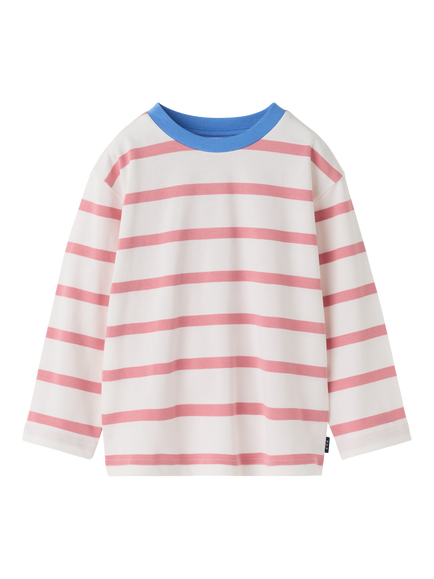 Polarn O. Pyret Kids' Cotton Jersey Stripe Long Sleeve Top, Brandied Apricot, Brandied Apricot